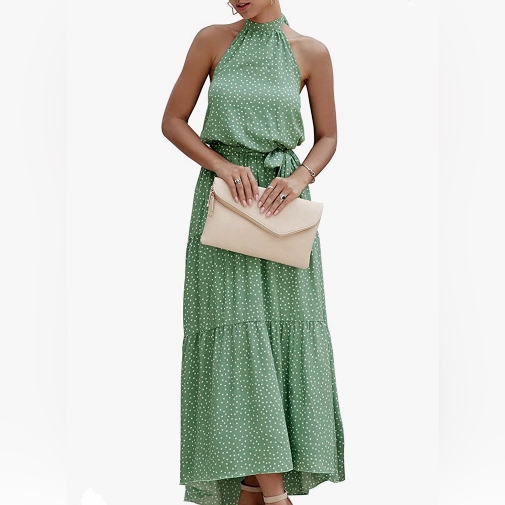 PRETTYGARDEN Polka Dot Sleeveless A Line Swing Maxi Dress - Picture 2 of 6